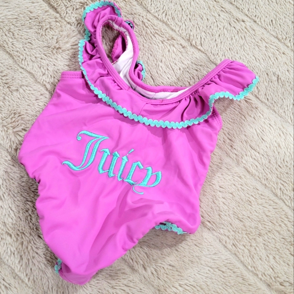 Juicy Swimsuit Toddler Sz 12/18 Month's Girls Pink One Piece